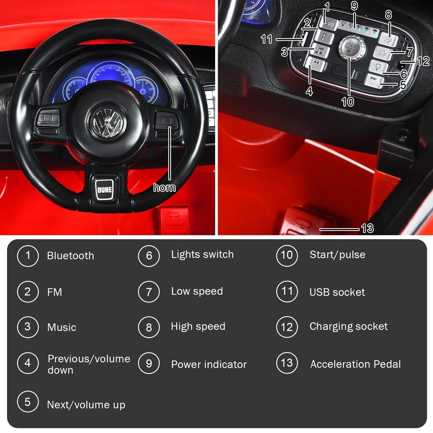 Classic Volkswagen Ride-On Car for Kids – Retro Edition