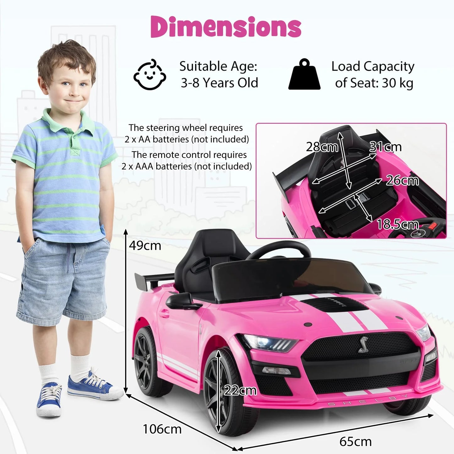 Mustang GT Children’s Electric Sports Car – High-Power Edition